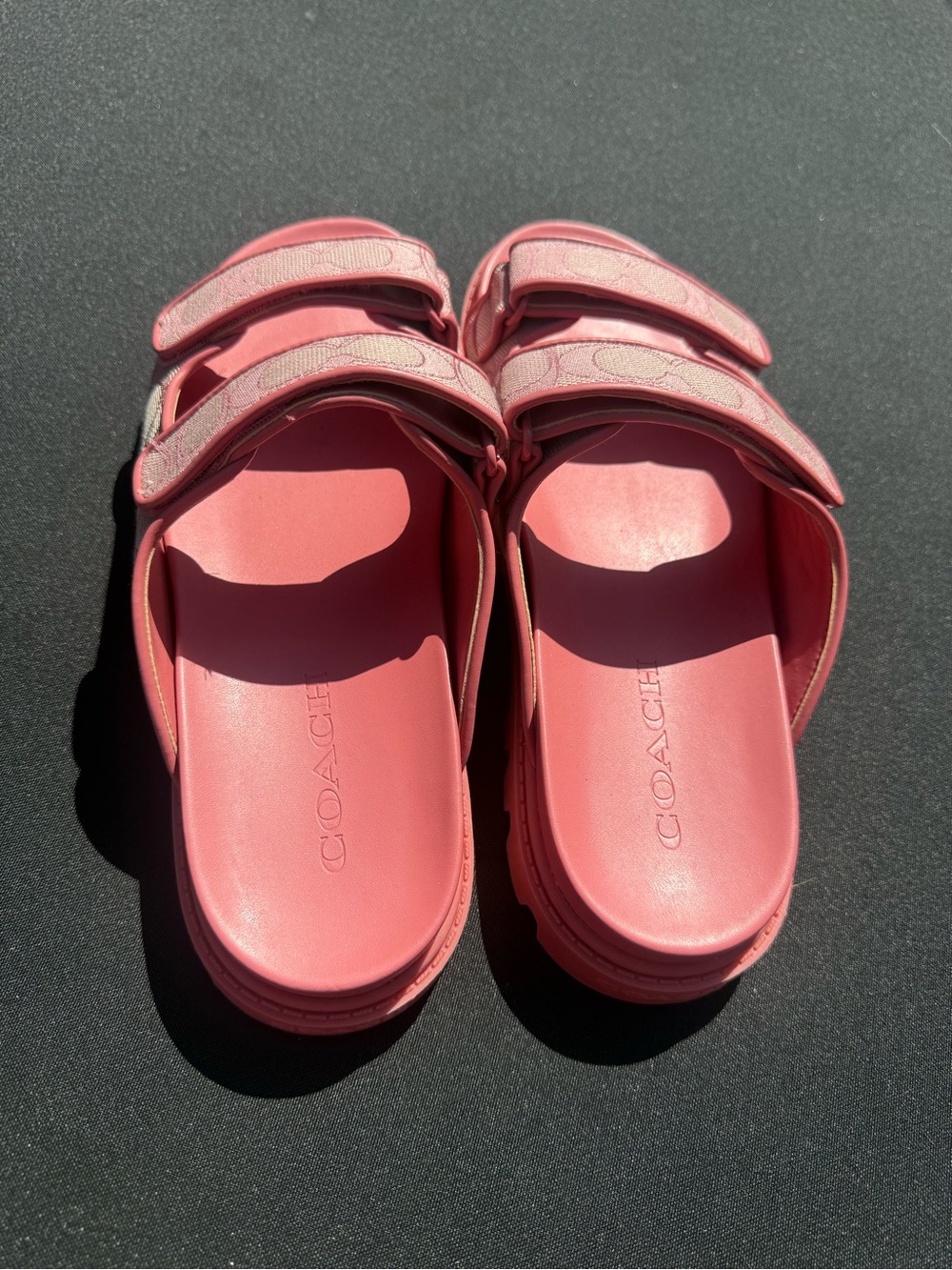 Coach Two Band Pink Signature Jacq Women's Sport Slide Sandals - Picture 4 of 4